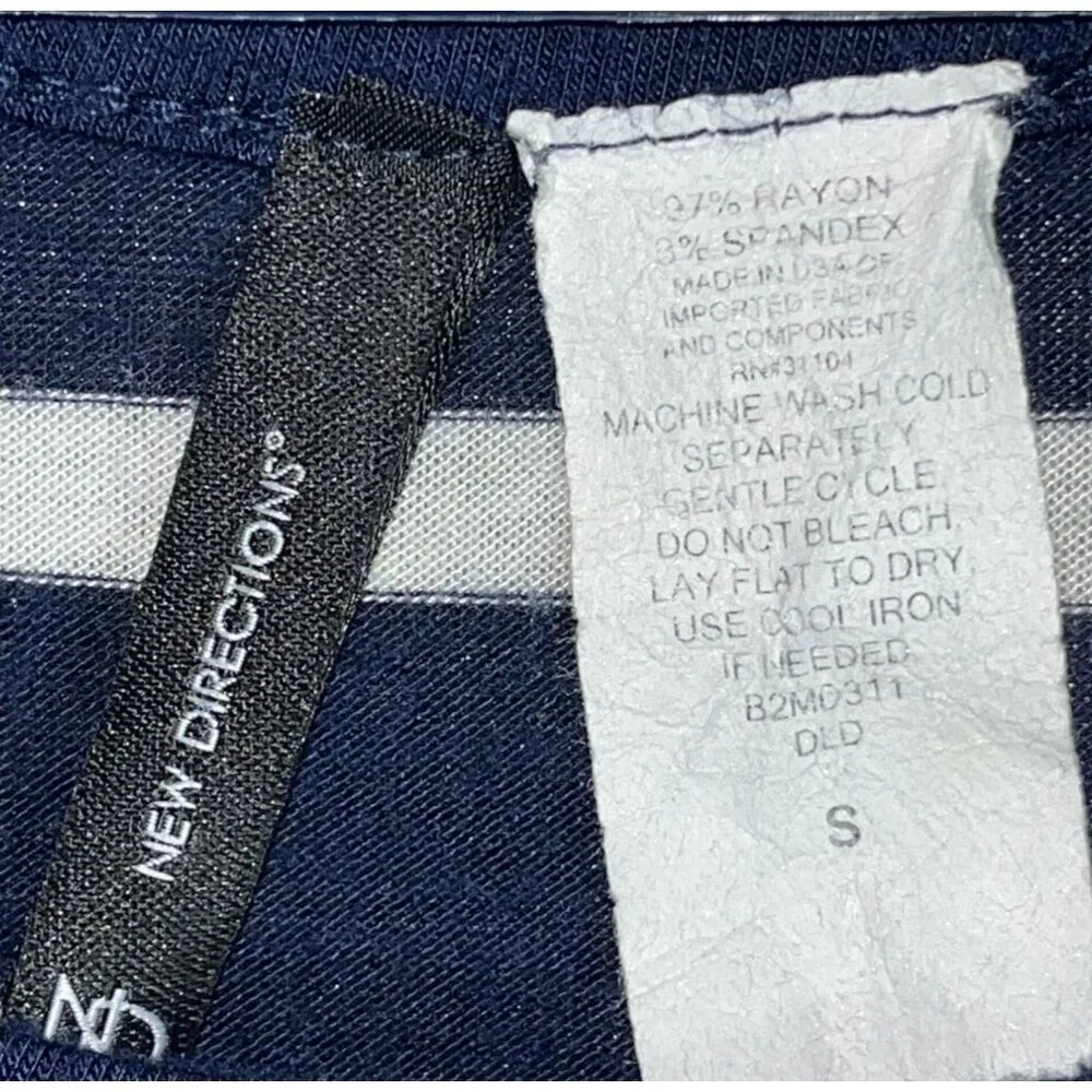 New Directions Dress Blue Stripe Knit Jersey Swing Trapeze Comfort Womens S - Picture 3 of 10